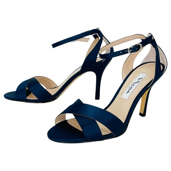 Nina Venus Navy Satin Womens Heels Size 6.5M - Picture 9 of 13